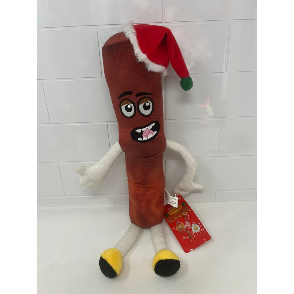 Dennys Holiday Edition The Grand Slams Bacon Plush Santa Hat 17 inch